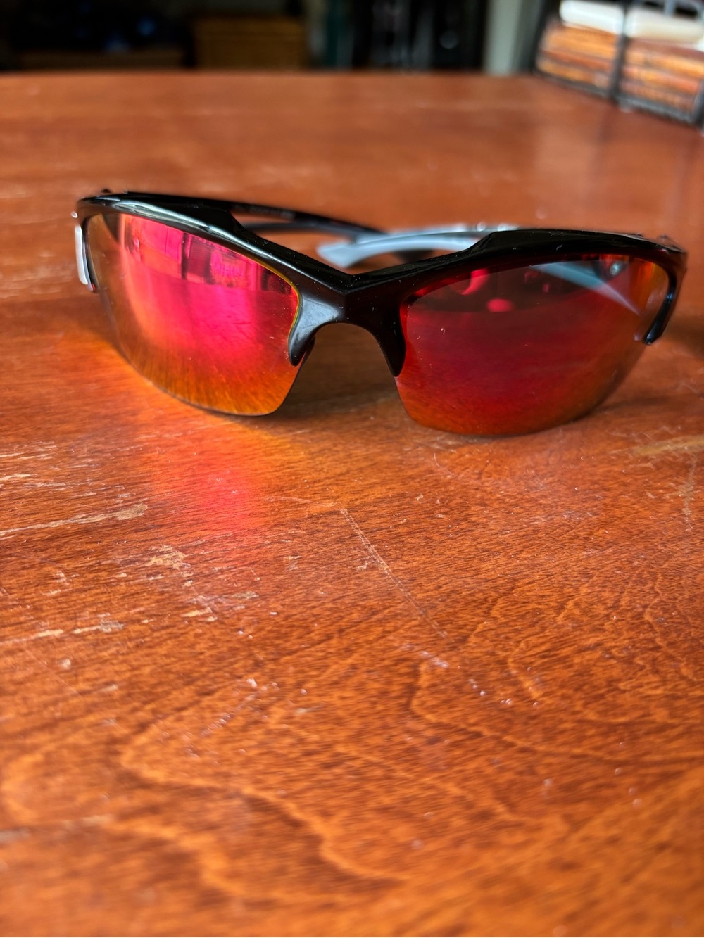 Hard to find Edge Khor safety glasses featuring a black frame, Red Mirror lenses